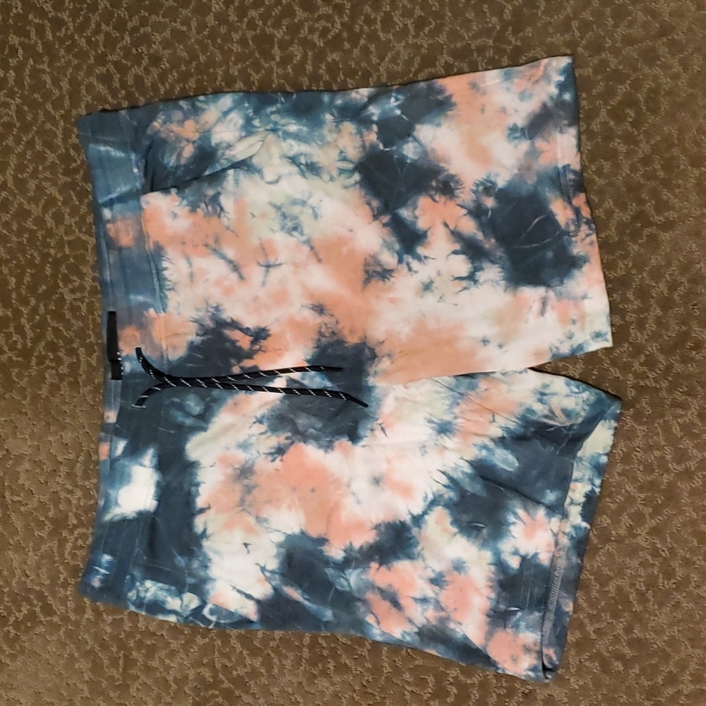 Mens Edgar + Ash knit Fleece Tie Dye Shorts Size XL Blue Coral NWT